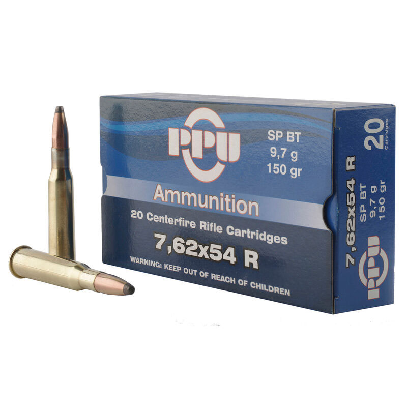 7.62x54 R, 150 Grain, Soft Point Boat Tail, 20/Box