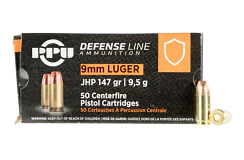 9mm Luger, Defense, 147 Grain, Jacketed Hollow Point, 50/Box