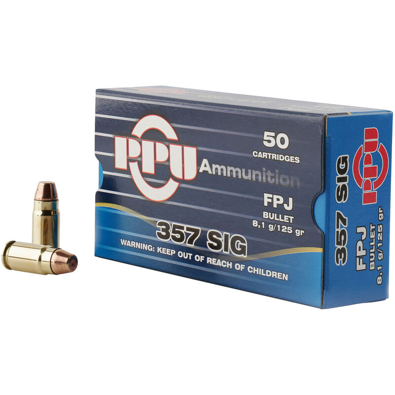 .357 SIG, 125 Grain, Flat Point Jacketed, 50/Box