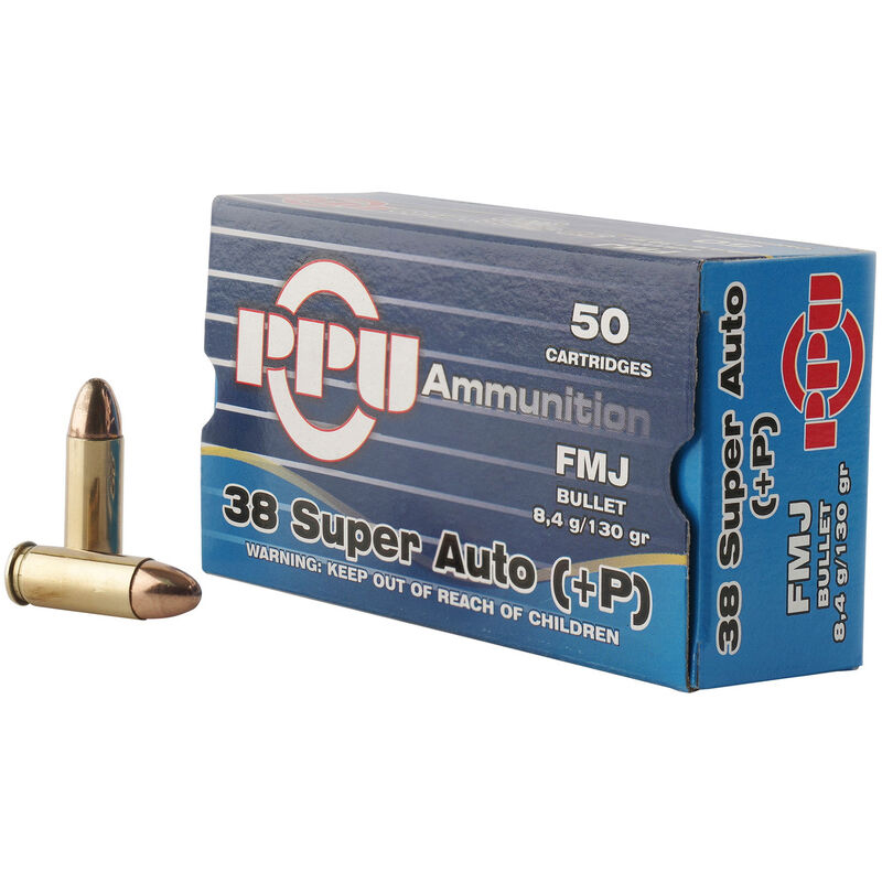 .38 Super Auto +P, 130 Grain, FMJ, 50/Box
