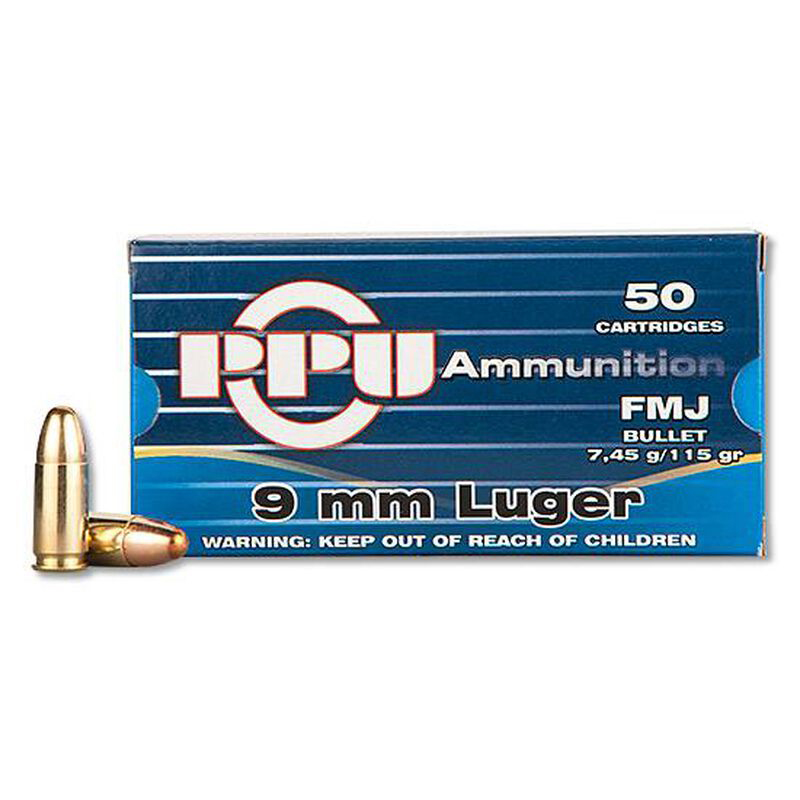 9mm Luger, 115 Grain, FMJ, 50/Box