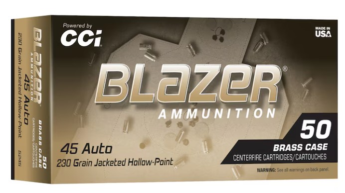 Blazer Brass, .45 Auto, 230 Grain, JHP, 50/Box