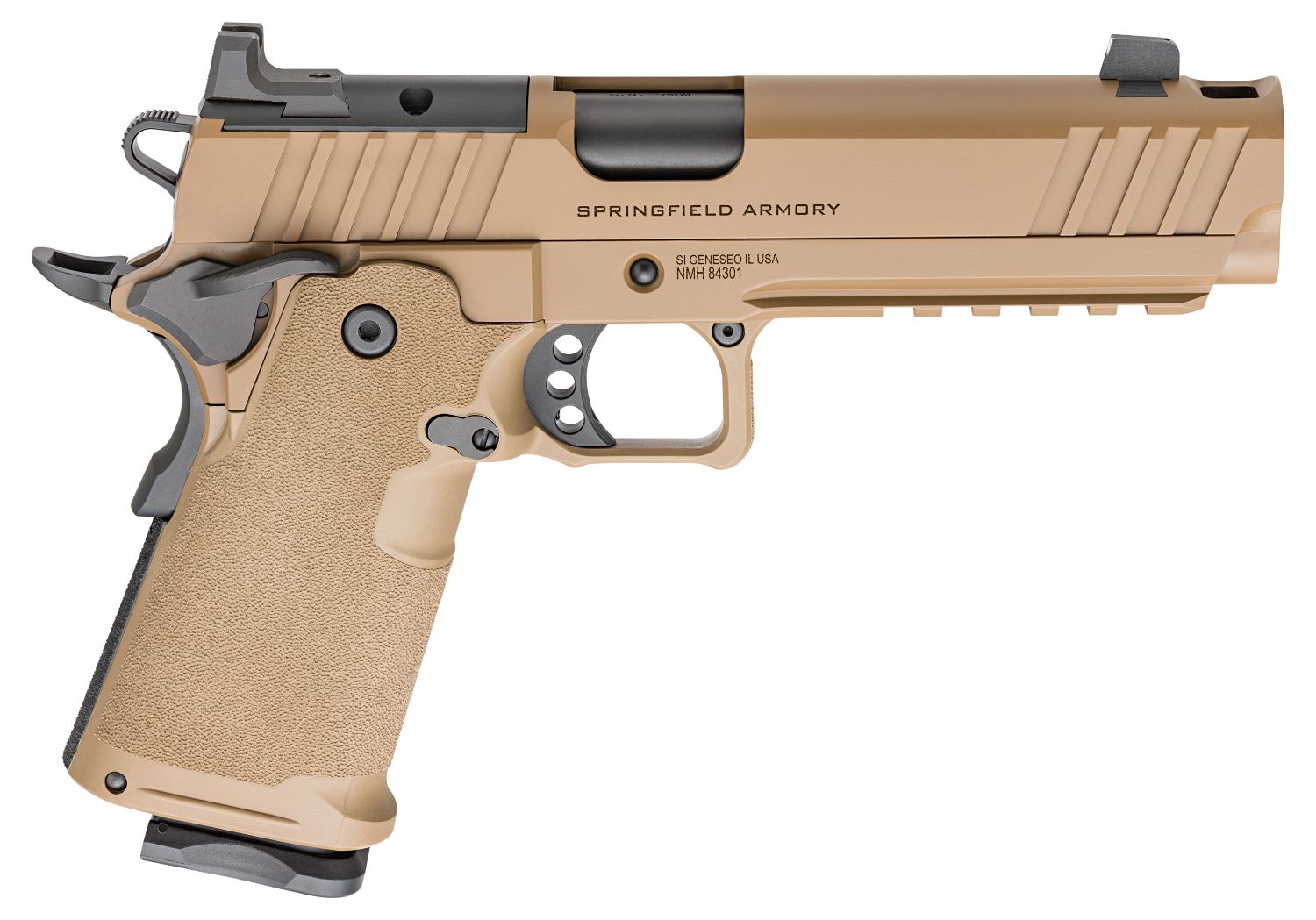 1911 DS Prodigy AOS, 9mm, 5" Barrel, OR, Compensator, Coyote Brown, (2) 10-rd