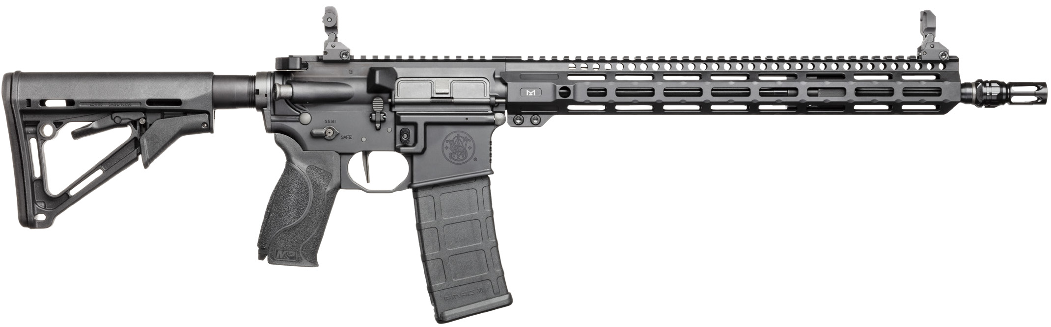 M&P15 AXE, 5.56 NATO, 16.1" Barrel, GVAC, Gemtech ETM FH, Adjustable Sights, M-LOK, Black, 30-rd