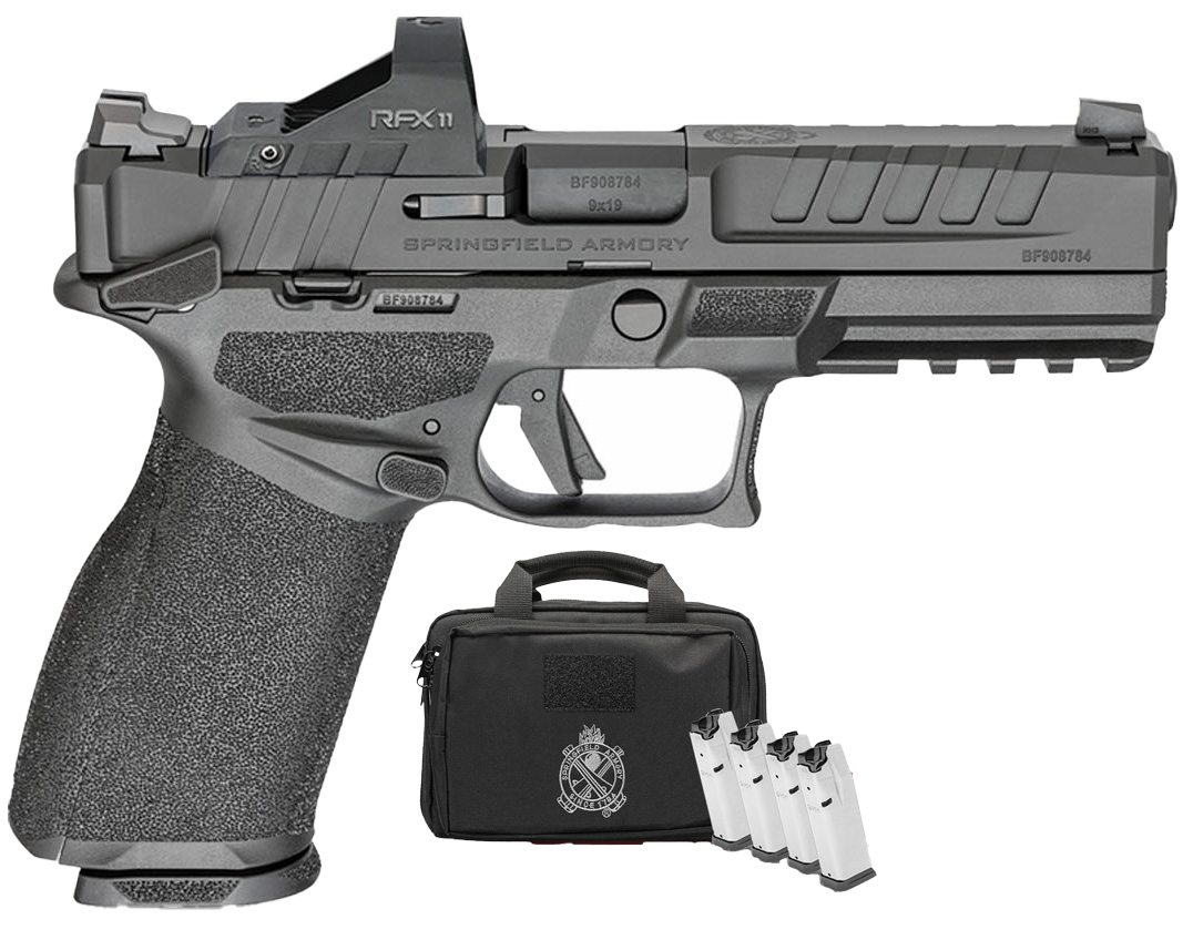 Echelon, 9mm, 4.5" Barrel, Viridian Green Dot, Rear U Dot, Range Bag, Black, (3) 17-rd & (2) 20-rd, GEAR UP