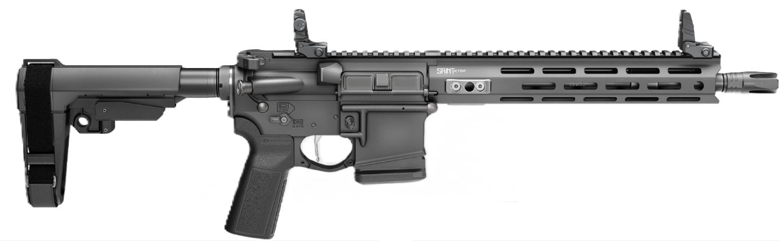Saint Victor Pistol, 5.56x45, 11.5" Barrel, M-LOK, SBA3 Brace, Flip Up Sights, Black, 10-rd