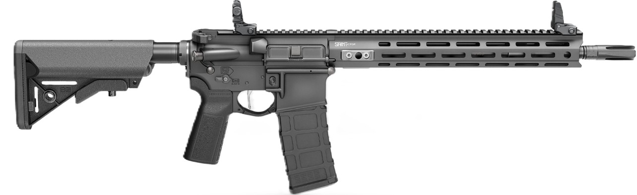Saint Victor, 5.56x45mm, 14" Barrel, P&W, M-LOK, Flip Up Sights, B-5 Furniture, Black, 30-rd