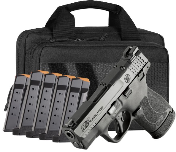 M&P9 Shield Plus Bundle, 9mm, 3.1" Barrel, OR, TS, Night Sights, Savior Specialist Bag, Black, (1)10-rd & (5)13-rd