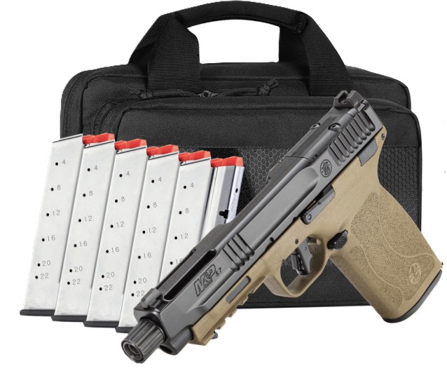 M&P 5.7, 5.7x28, 5" Threaded Barrel, OR, NTS, Savior Specialist Bag, FDE, Black, (6) 22-rd