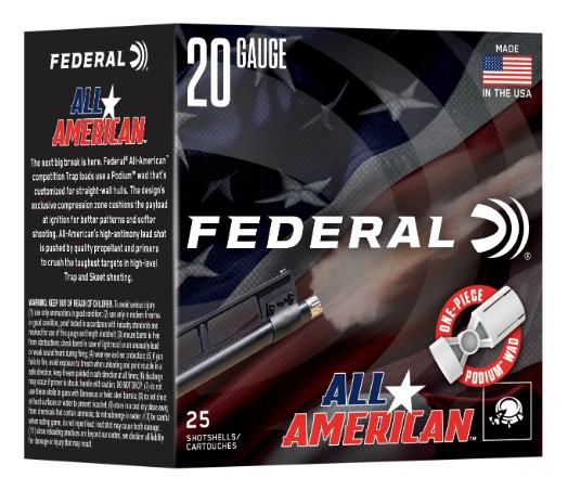 All American, 20 Gauge, 2 3/4", 7/8 oz, #8 Shot, 25/Box