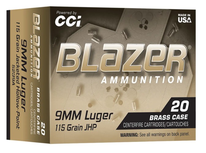 Blazer Brass, 9mm, 115 Grain, JHP, 20/Box