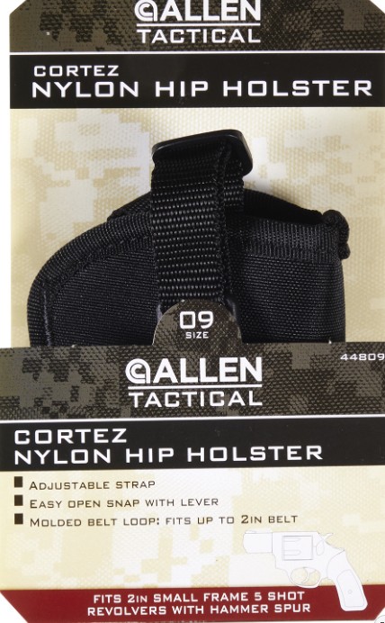 Cortez Outside Waistband Holster, Size 09, Small Frame Revolver, Fits Up To 2" Belt, Black