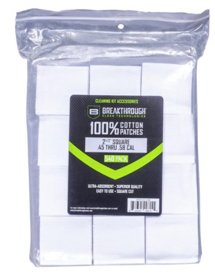 Cotton Patches, 2 1/2" Pre-cut Squares, .45 Caliber to .58 Caliber, 540 Pack