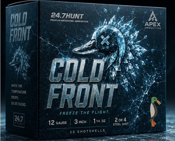 Cold Front Waterfowl, 12 Gauge, 3", 1 1/4 oz, #2/#4 Shot, Carbon Coated Steel, 25/Box