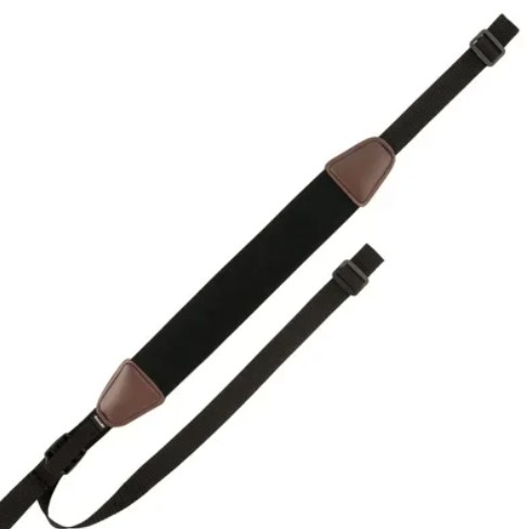 Neoprene Rifle Sling, Black with Leather Trim