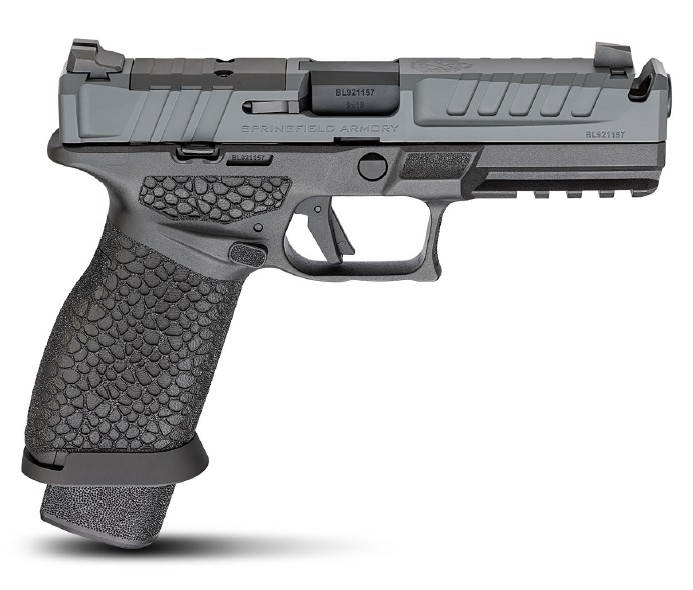 Echelon Pro 4.0F, 9mm, 4.5", Comp, OR, Tritium Front, Grey, Black, (3) 20-rd