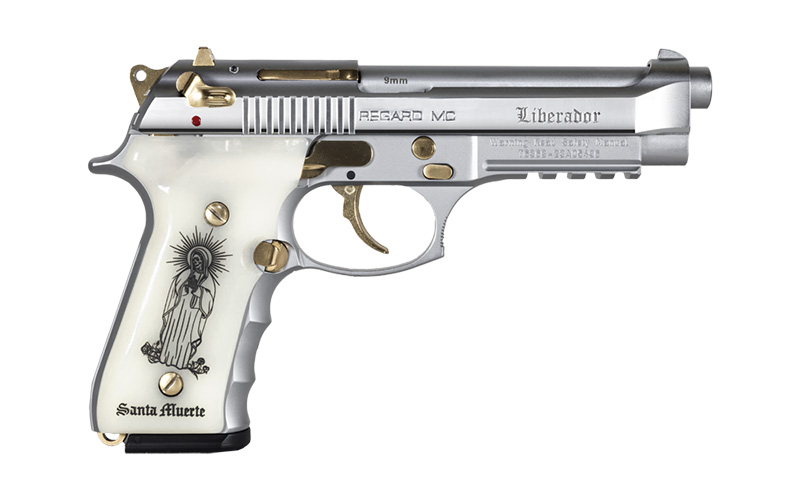 Regard MC Liberador, 9mm, 4.9" Barrel, Custom Grips, Gold, Stainless, 18-rd