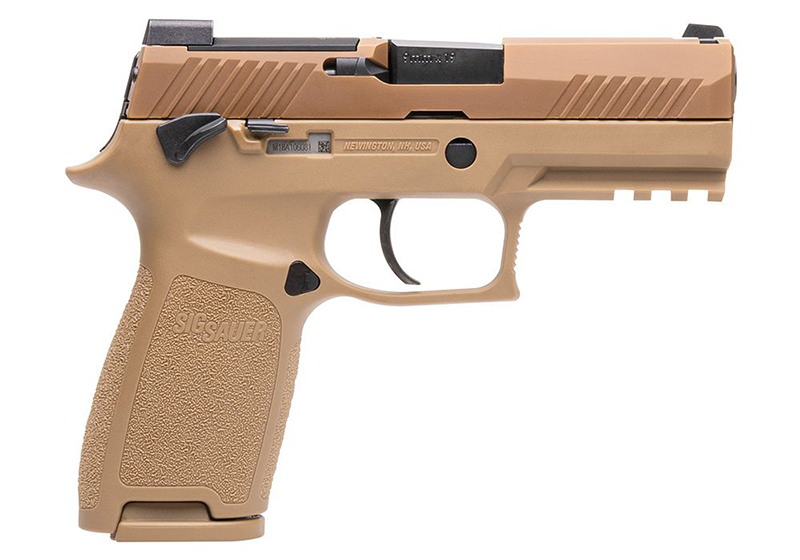 P320 M18 Carry, 9mm, 3.9" OR, Manual Safety, Siglite, Coyote Tan, (3) 10-rd, CA Compliant