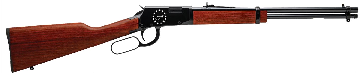 Rio Bravo, .22 LR, 1776, 18" Barrel, Buckhorn Sights, Black Engraved 1776 w/Stars Receiver, Wood Stock, 15-rd