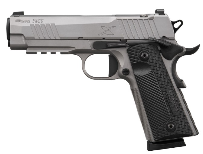 1911 X CARRY, .45 ACP, 4.2" Barrel, Optics Ready, Night Sights, Stainless/Black, G10 Grips, (2) 8-rd