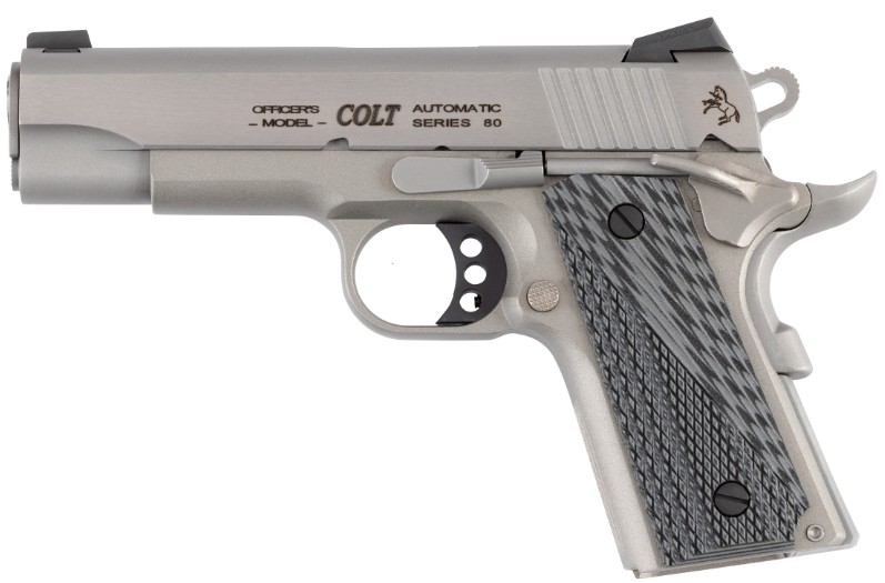 Light Weight Officer, .45 ACP, 4.25" Barrel, Novak Sights, Stainless, Grey/Black G10 Grips, 7-rd