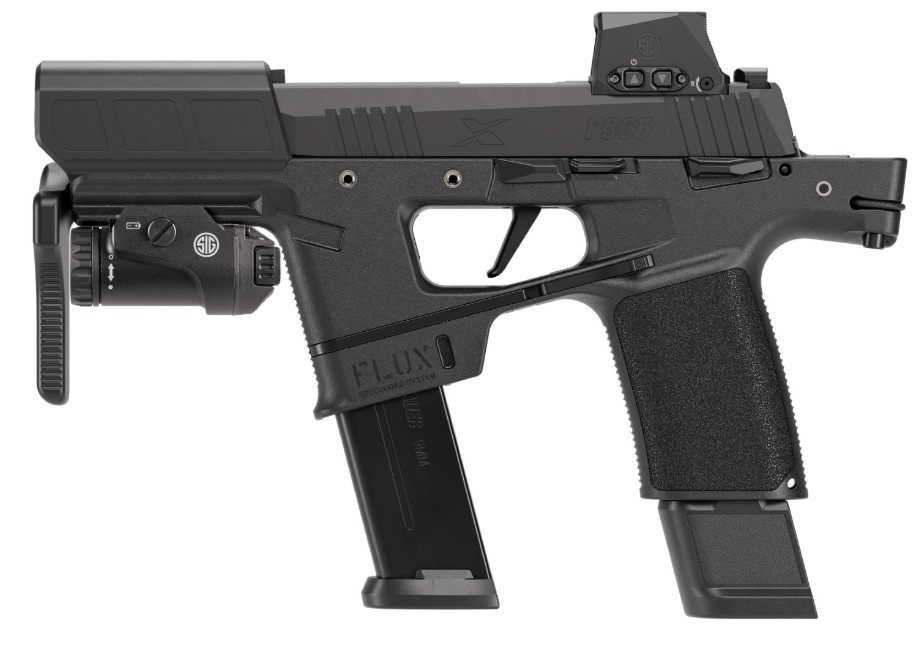 P365 FLUX Sentry, 9mm, 6" Barrel, ROMEOX Compact SIG-LOC Optic, Black, (3) 17 rd & (1) 25-rd