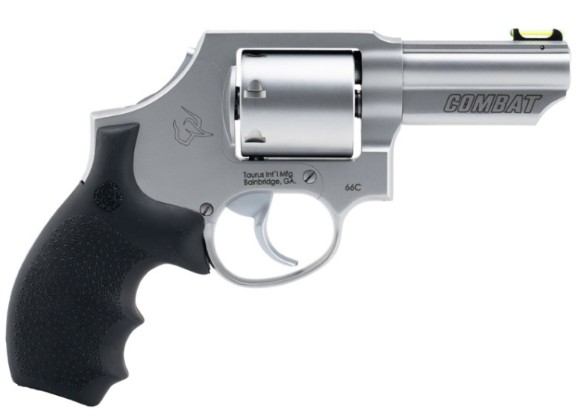 66 Combat, .357 Magnum, 3" Barrel, Optics Ready, Stainless, Black Hogue Grips, 7-rd