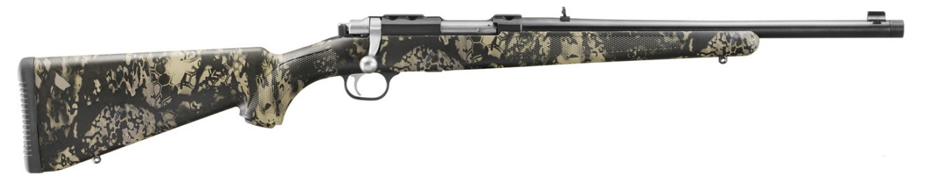 77/44, .44 Rem Mag, 16.6" Threaded Barrel, Blued, Camo, Synthetic, 4-rd