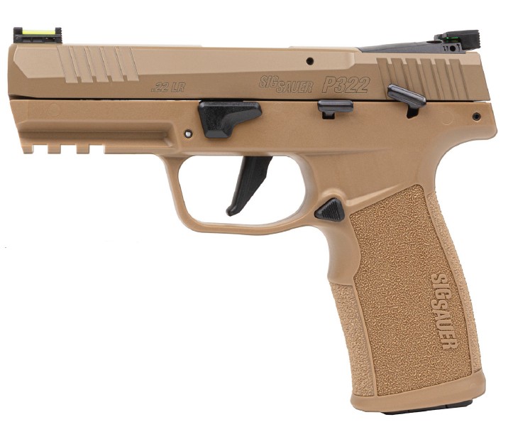 P322, .22 LR, 4" Barrel, Optic Ready, Fiber Optic Sights, Coyote Tan, (2) 20-rd