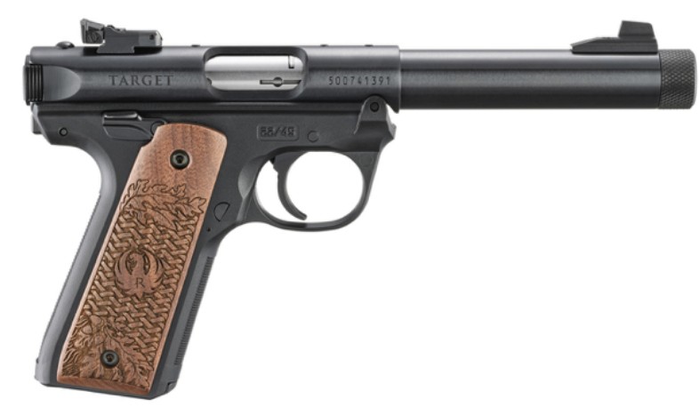 Mark IV 22/45 Collectors Series, .22LR, 5.5" Threaded Bull Barrel, Blued, Engraved Walnut Grips, (2) 10-rd