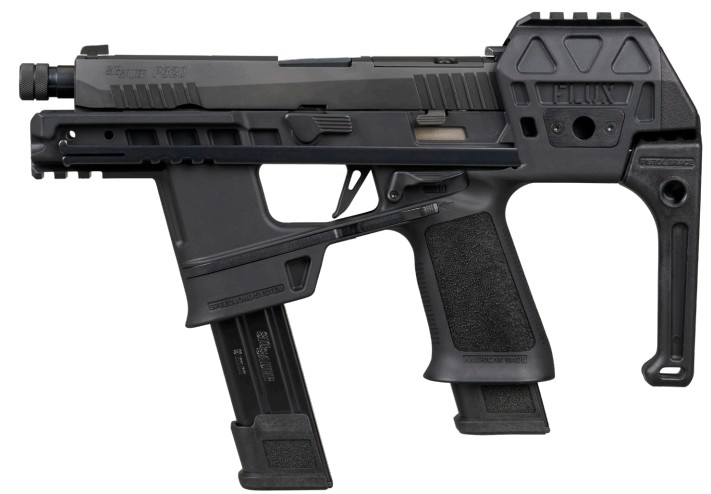 P320 FLUX TACOPS, 9mm, 5.5" Threaded Barrel, Rapid Brace, Black, (2) 21-rd & (2) 30-rd