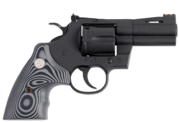Python, .357 Mag/.38 Special, 3" Barrel, Red FO Front Sight, Matte Blued, Black, G10 Grips, 6-rd
