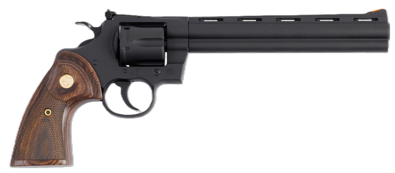 Python, .357 Mag/.38 Special, 8" Barrel, Adjustable Sights, Matte Blued, Walnut, 6-rd