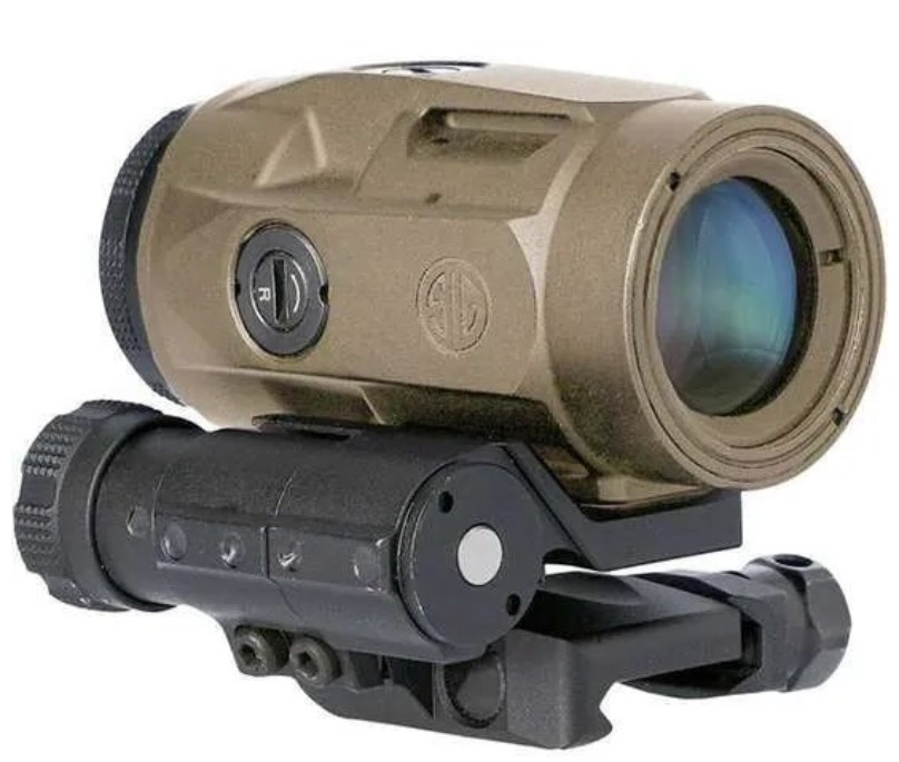 Juliet3-Micro Magnifier, 3x22mm, 90 Degree Push Button Mount w/Spacers, FDE