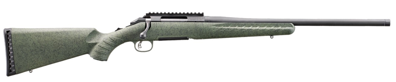 Glenfield Model A, .243 Win, 20" Threaded Barrel, Black, Moss Green Splatter, 4-rd