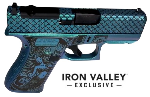 GLOCK 43X MOS, 9mm, 3.41" Barrel, Optic Ready, Laser Mermaid, Iridescent Blue, 10-rd, IVS Exclusive
