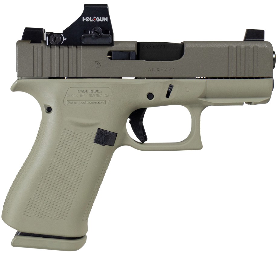 GLOCK 43X, 9mm, 3.39" Barrel, w/Holosun 407K, Debo Green, 10-rd, IVS Exclusive