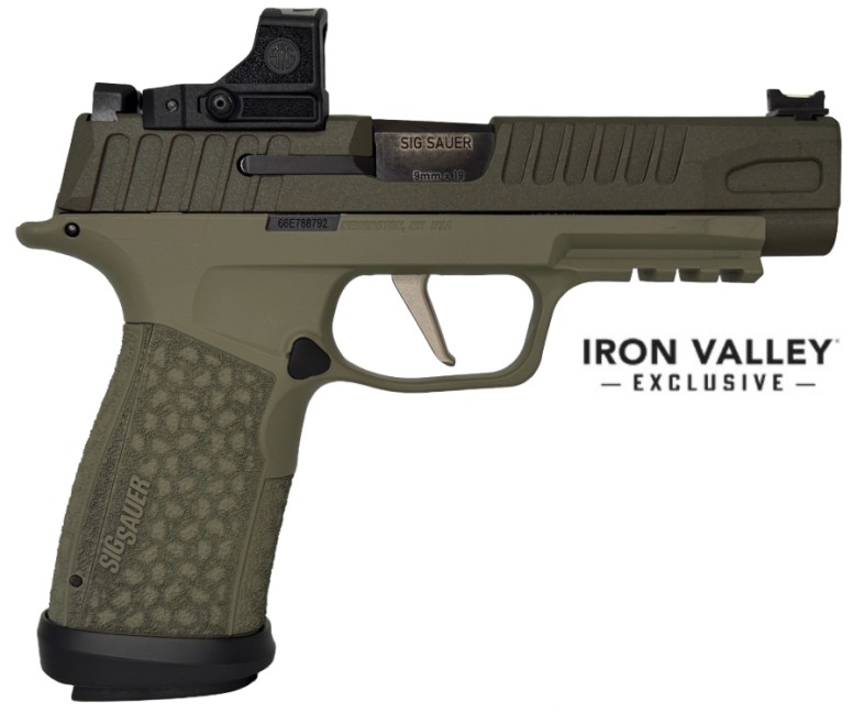 P365 FUSE, 9mm, 4.3" Barrel, OR, Romeo-RS Compact 3MOA, Debo Green, (1)17 & (2)21rd, IVS Exclusive