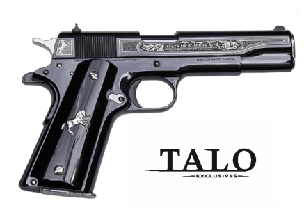 1911 Classic Government, Oscuro y Plata, .38 Super, 5" Barrel, Engraved, Blued, Silver, 7-rd, TALO
