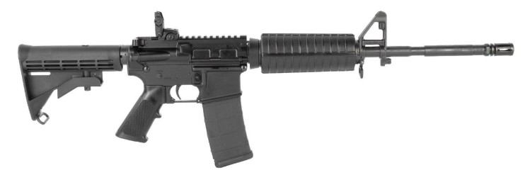 M4 Carbine, 5.56, 16.1" Barrel, Magpul MBUS Sights, Back, 30-rd
