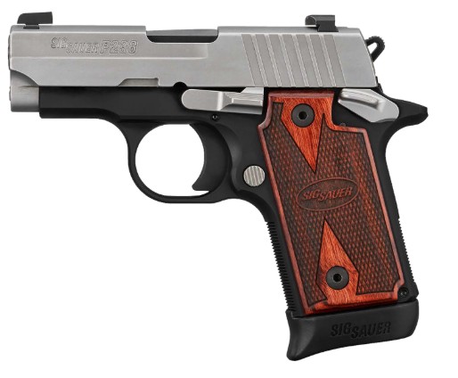 P238 Micro Comp, .380 ACP, 2.7" Barrel, 2-Tone, Stainless, Rosewood, (1) 6-rd & (1)7-rd