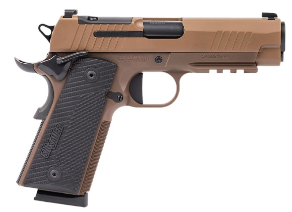 1911X-Carry, .45 ACP, 4.25" Barrel, OR, G10, Coyote, Black, (2) 8-rd
