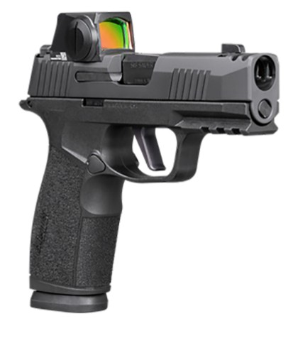 P365X Macro Comp, 9mm, 3.1" Barrel, Compensated Slide, Romeo-X Sig-LOC, OR, Black, (2) 17-rd