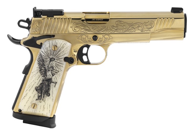 MC1911 Match Lux, .38 Super, 5" Barrel, Adjustable Sights, Engraved, Gold, 9-rd