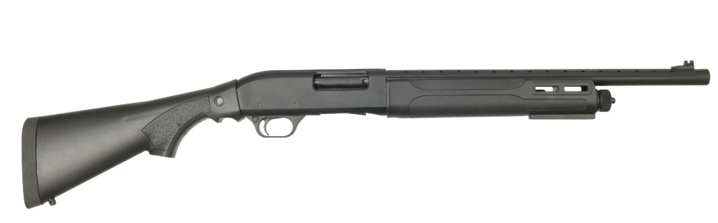TSA 12, 12 Gauge, 18.5", 3", FO, D&T, Black, Syn, 4-rd