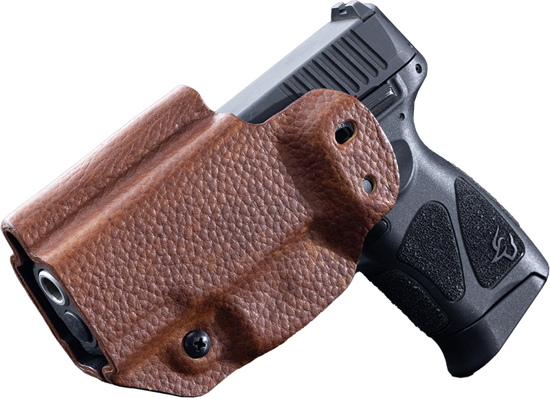 Ambidextrous IWB/OWB Holster, Taurus G Series, Leather/Kydex, Brown