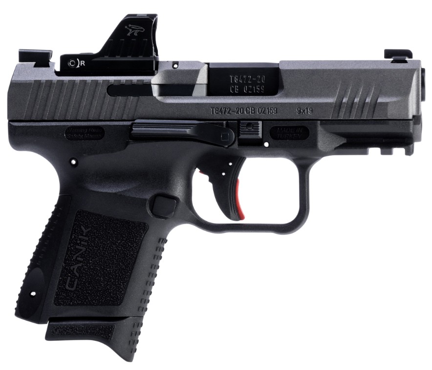 Canik TP9 Elite SC, 9mm, 3.6" Barrel, w/MeCanik M01 RDot, Picatinny Rail, Tungsten Grey, Black (2) 15-rd