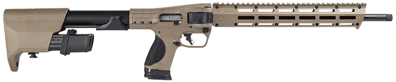M&P FPC, 9mm, 16" Threaded Barrel, Optic-Ready, Folding Stock, FDE, (1) 17-rd & (2) 23-rd