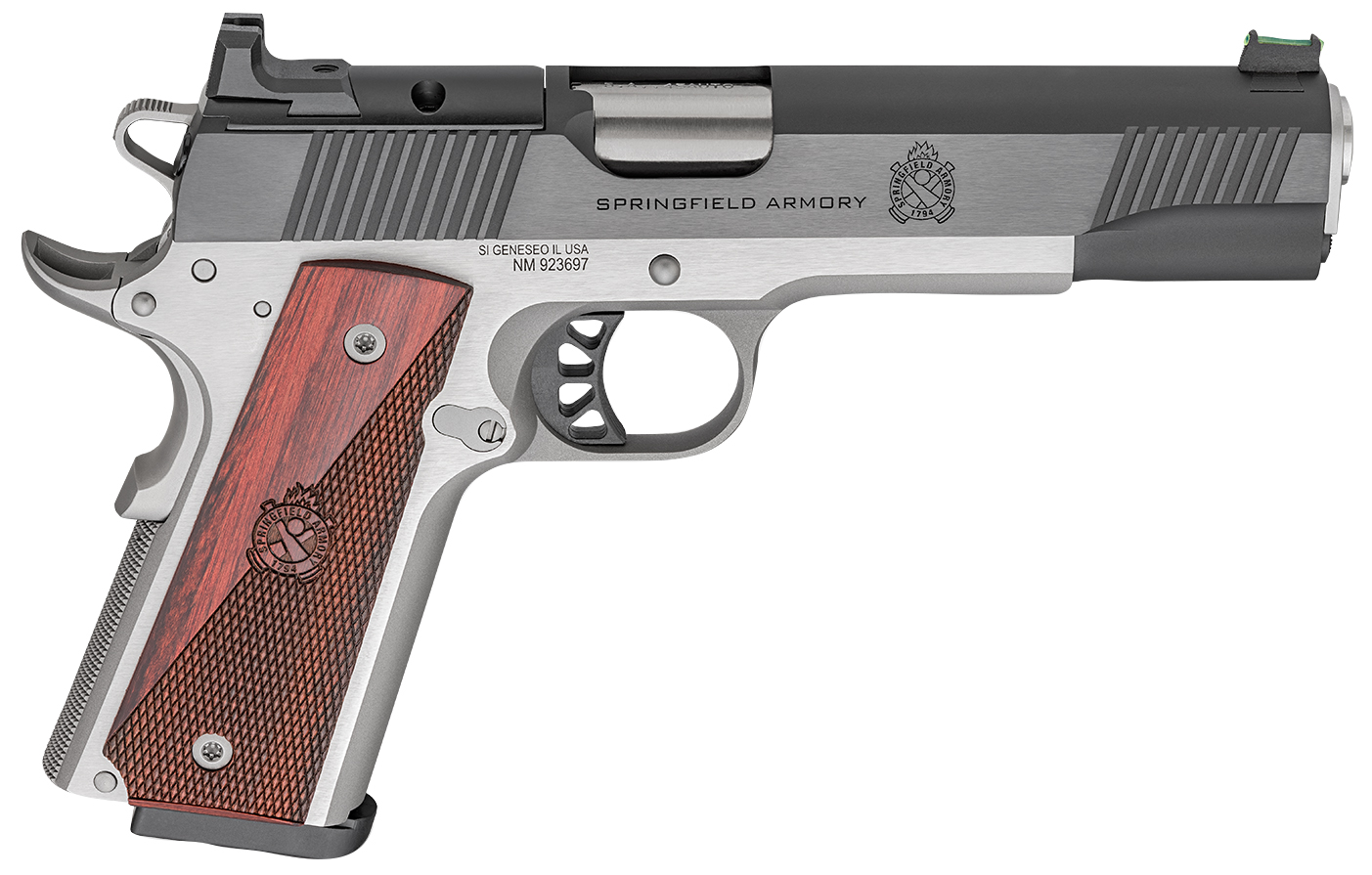 1911 Ronin AOS, .45 ACP, 5" Barrel, Fiber Optic, Blued/Wood, 8-rd