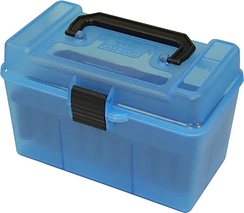 Deluxe Ammo Box, 50 Round, Clear Blue
